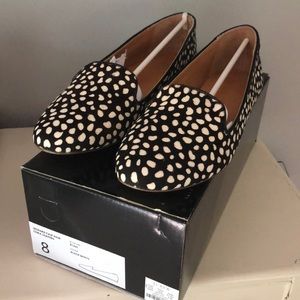 J. Crew Leopard calf hair Cora loafers